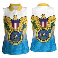 US Virgin Islands Women Sleeveless Polo Shirt Coat Of Arms Grunge Style