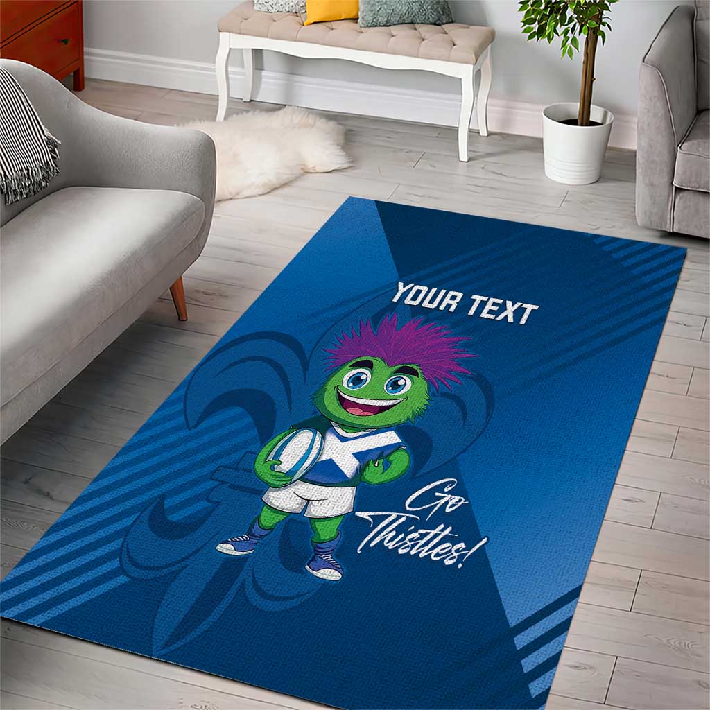 Custom Scotland Rugby 2025 Area Rug Funny Thistle Mascot Go Scottish!