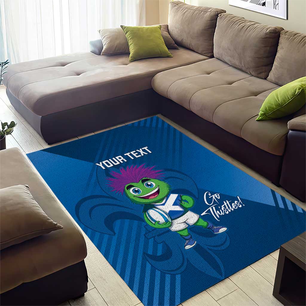 Custom Scotland Rugby 2025 Area Rug Funny Thistle Mascot Go Scottish!