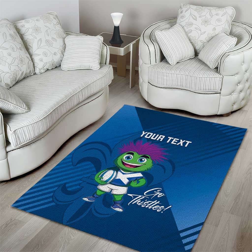 Custom Scotland Rugby 2025 Area Rug Funny Thistle Mascot Go Scottish!