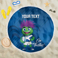 Custom Scotland Rugby 2025 Beach Blanket Funny Thistle Mascot Go Scottish!