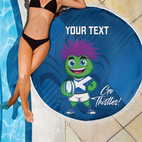Custom Scotland Rugby 2025 Beach Blanket Funny Thistle Mascot Go Scottish!