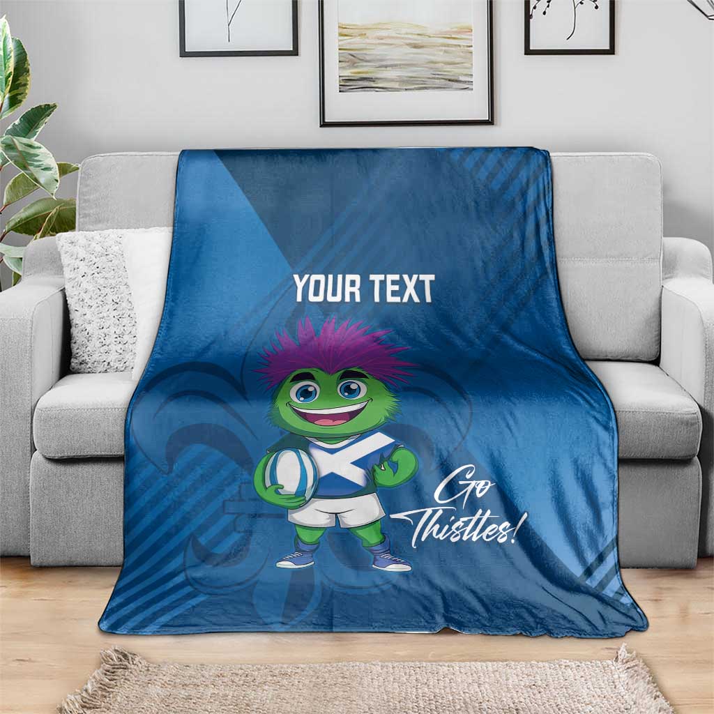 Custom Scotland Rugby 2025 Blanket Funny Thistle Mascot Go Scottish!