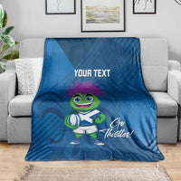 Custom Scotland Rugby 2025 Blanket Funny Thistle Mascot Go Scottish!