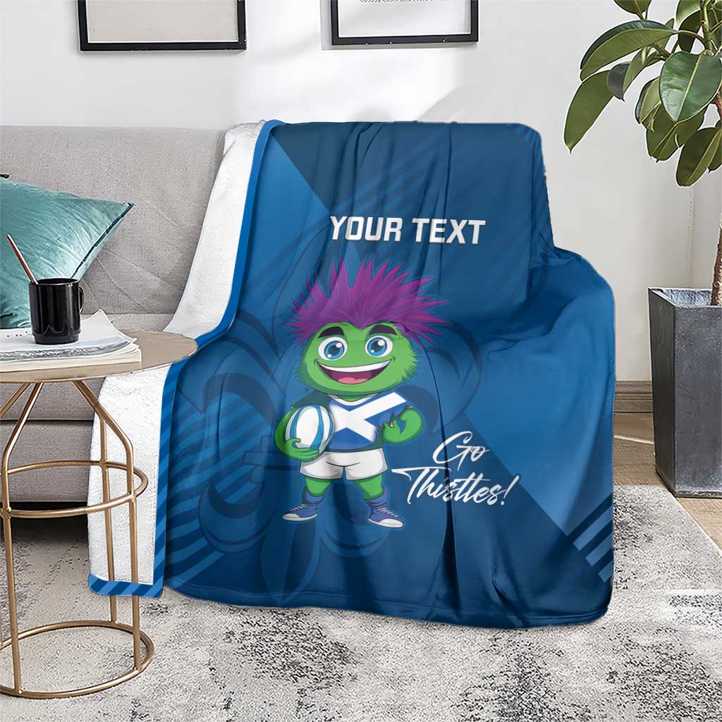 Custom Scotland Rugby 2025 Blanket Funny Thistle Mascot Go Scottish!
