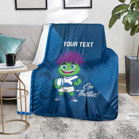 Custom Scotland Rugby 2025 Blanket Funny Thistle Mascot Go Scottish!