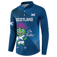 Custom Scotland Rugby 2025 Button Sweatshirt Funny Thistle Mascot Go Scottish!