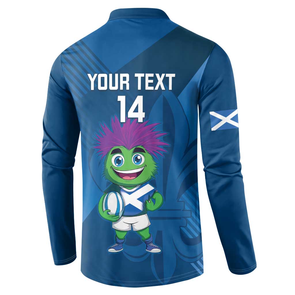 Custom Scotland Rugby 2025 Button Sweatshirt Funny Thistle Mascot Go Scottish!