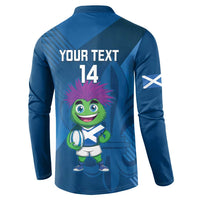 Custom Scotland Rugby 2025 Button Sweatshirt Funny Thistle Mascot Go Scottish!