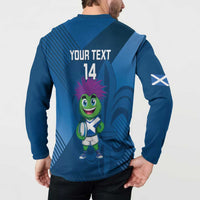 Custom Scotland Rugby 2025 Button Sweatshirt Funny Thistle Mascot Go Scottish!