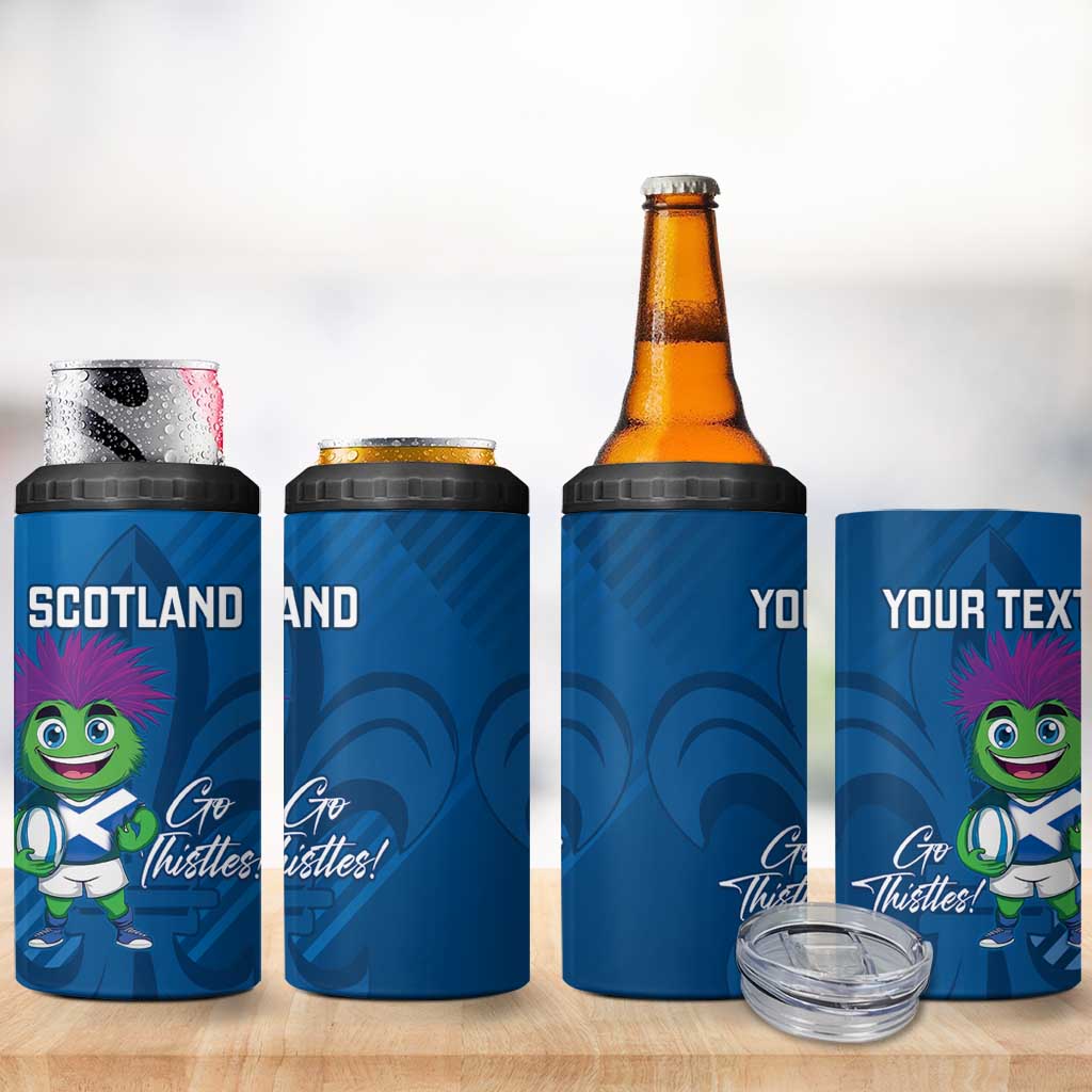 Personalised Scotland Rugby 2025 4 in 1 Can Cooler Tumbler Funny Thistle Mascot Go Scottish!