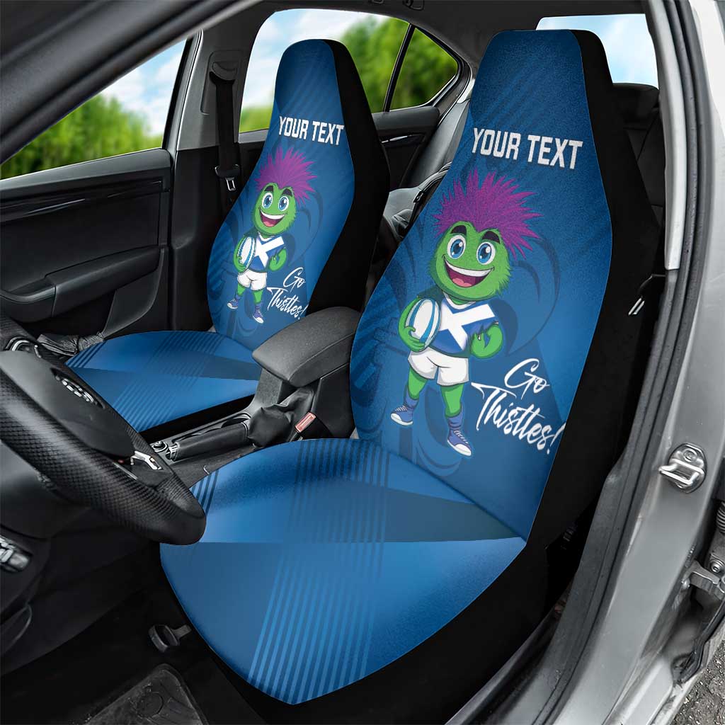 Custom Scotland Rugby 2025 Car Seat Cover Funny Thistle Mascot Go Scottish!