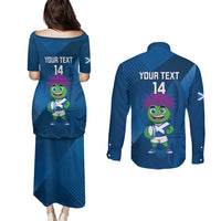 Custom Scotland Rugby 2025 Couples Matching Puletasi and Long Sleeve Button Shirt Funny Thistle Mascot Go Scottish!