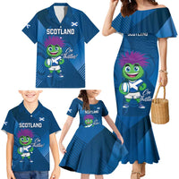 Custom Scotland Rugby 2025 Family Matching Mermaid Dress and Hawaiian Shirt Funny Thistle Mascot Go Scottish!