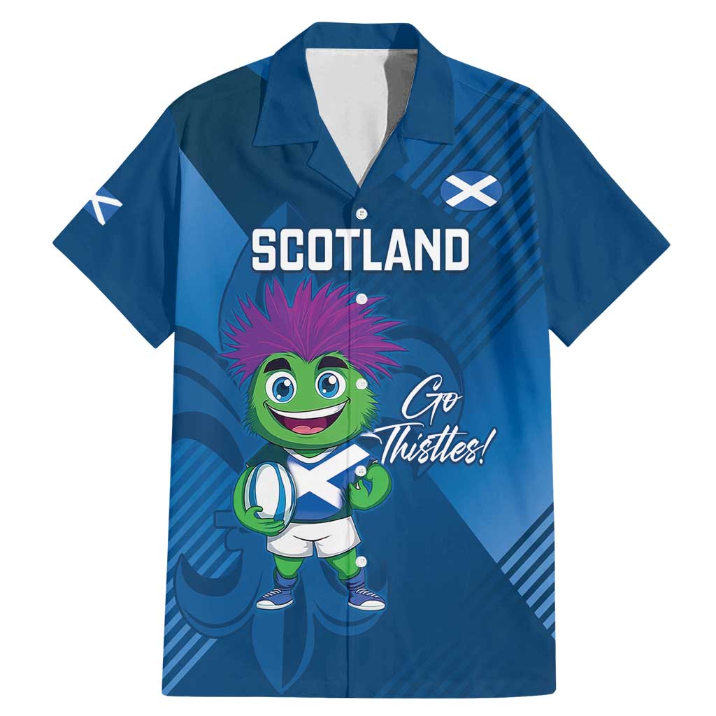 Custom Scotland Rugby 2025 Family Matching Mermaid Dress and Hawaiian Shirt Funny Thistle Mascot Go Scottish!