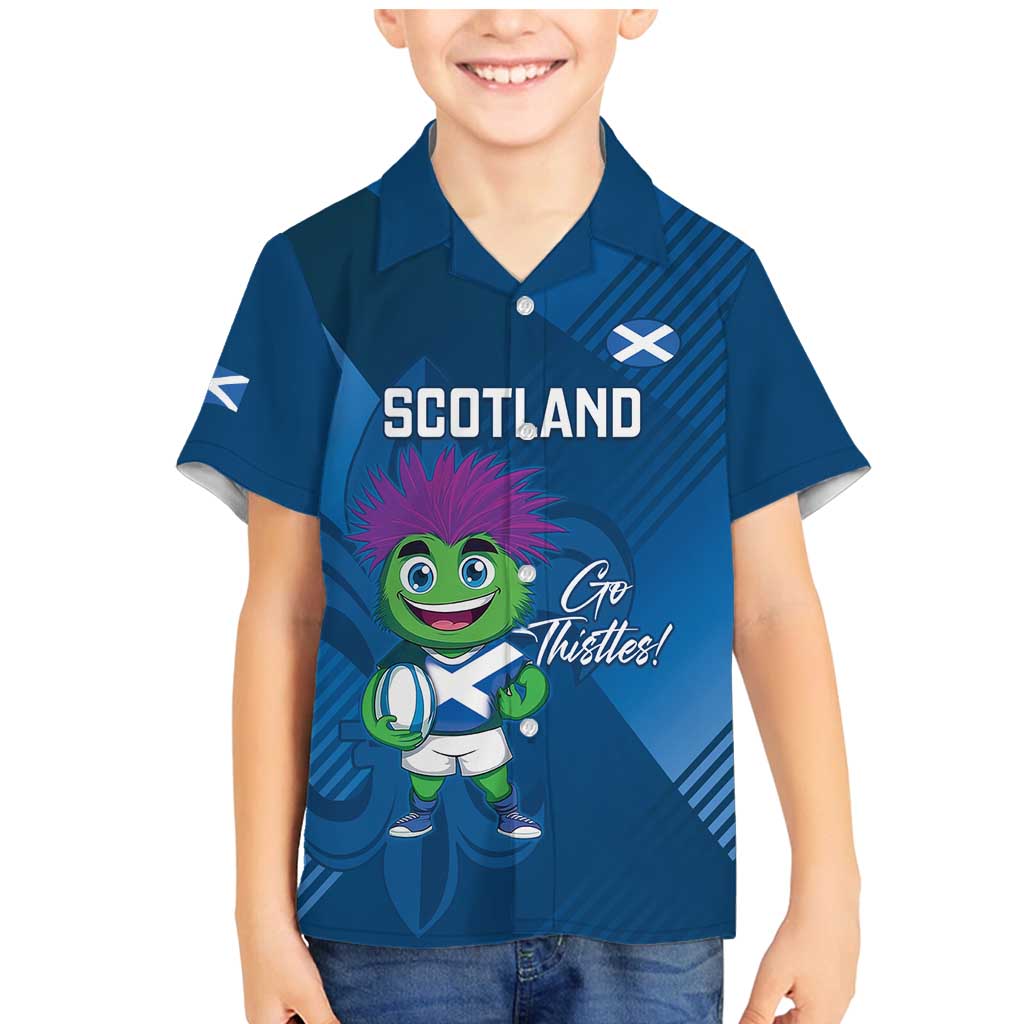 Custom Scotland Rugby 2025 Family Matching Mermaid Dress and Hawaiian Shirt Funny Thistle Mascot Go Scottish!