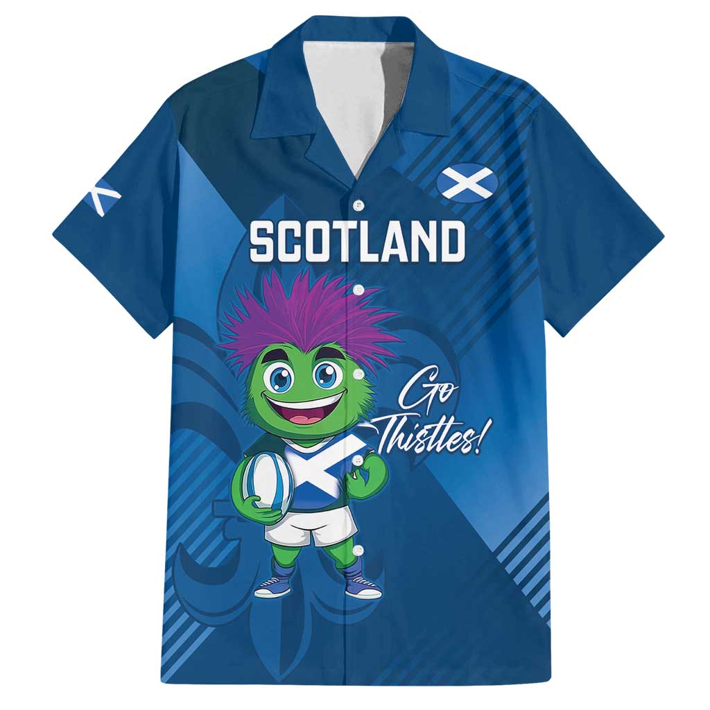 Custom Scotland Rugby 2025 Family Matching Puletasi and Hawaiian Shirt Funny Thistle Mascot Go Scottish!