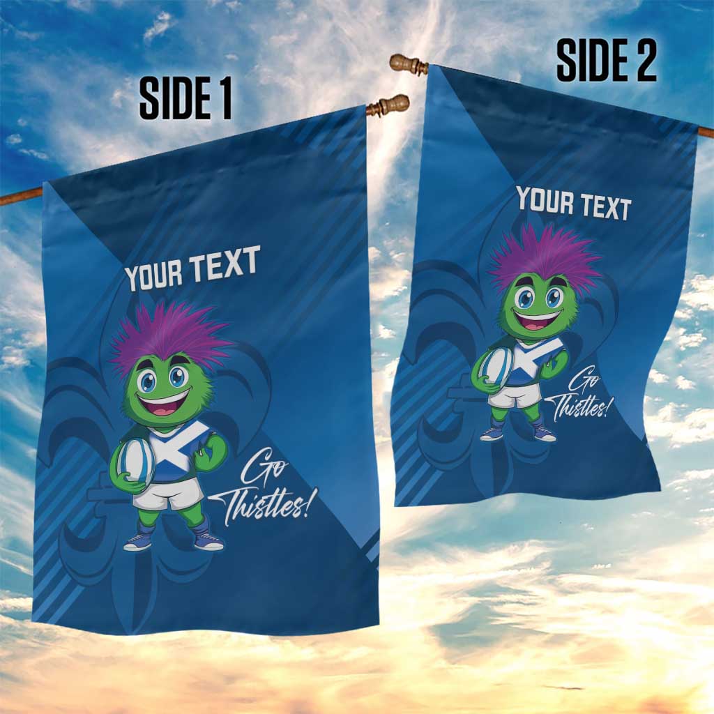 Custom Scotland Rugby 2025 Garden Flag Funny Thistle Mascot Go Scottish!