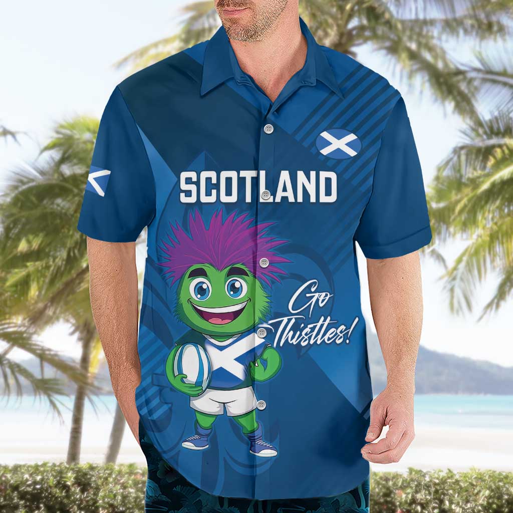 Custom Scotland Rugby 2025 Hawaiian Shirt Funny Thistle Mascot Go Scottish!