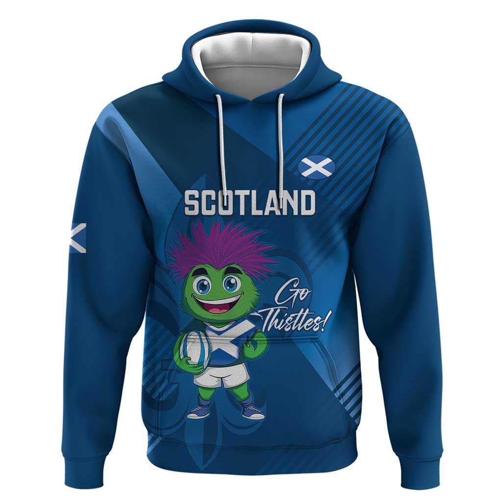 Custom Scotland Rugby 2025 Hoodie Funny Thistle Mascot Go Scottish!
