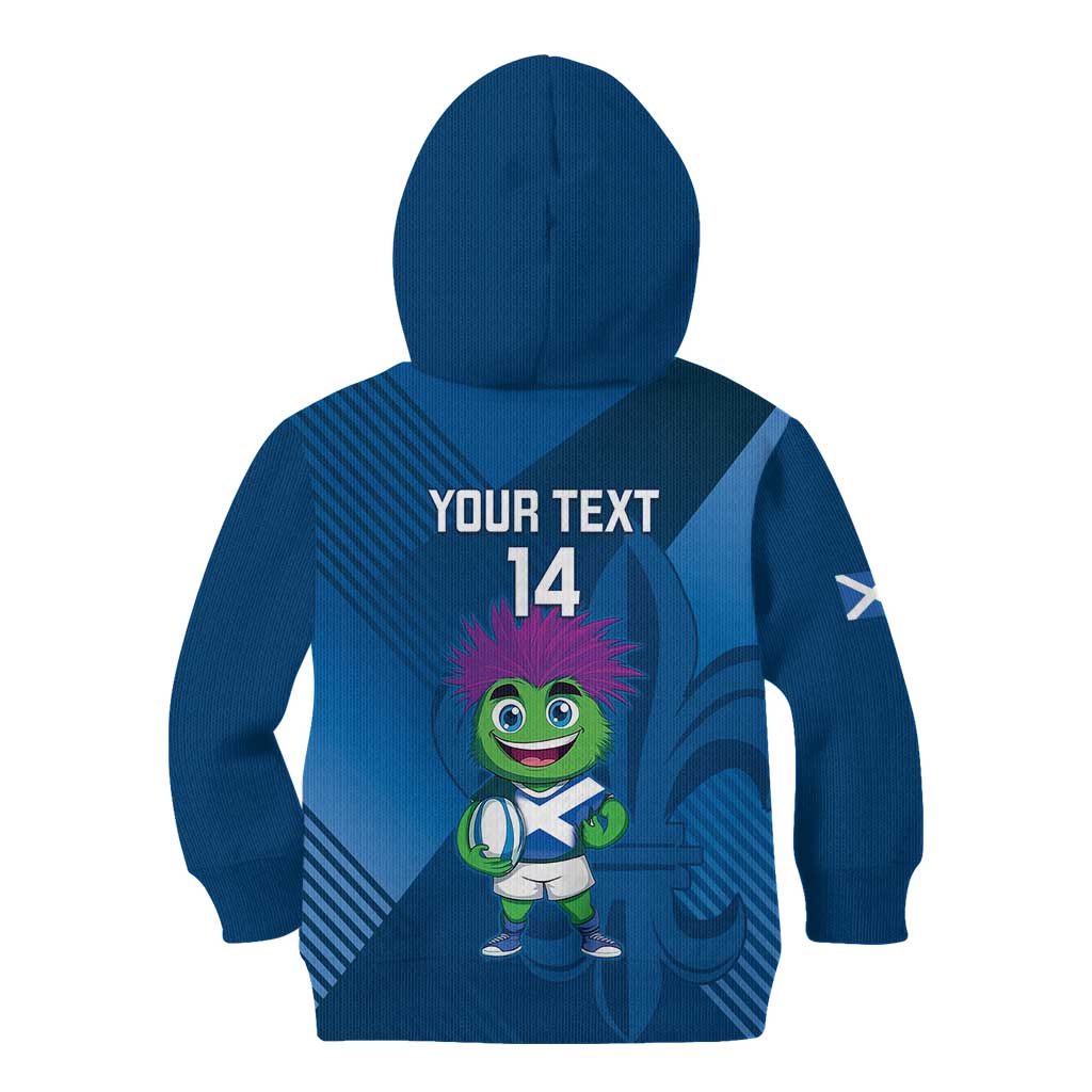 Custom Scotland Rugby 2025 Kid Hoodie Funny Thistle Mascot Go Scottish!