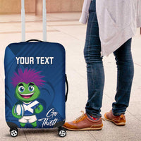 Custom Scotland Rugby 2025 Luggage Cover Funny Thistle Mascot Go Scottish!