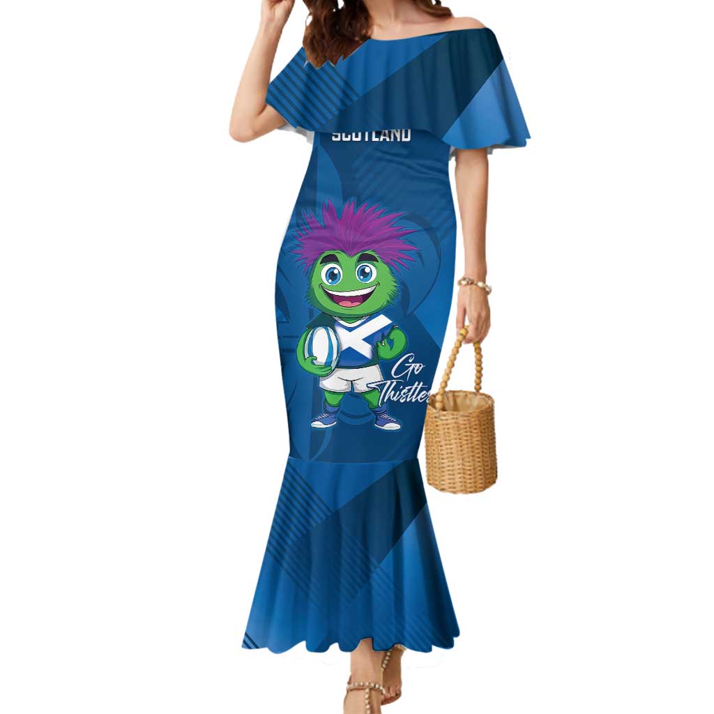 Custom Scotland Rugby 2025 Mermaid Dress Funny Thistle Mascot Go Scottish!