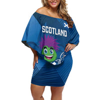 Custom Scotland Rugby 2025 Off Shoulder Short Dress Funny Thistle Mascot Go Scottish!