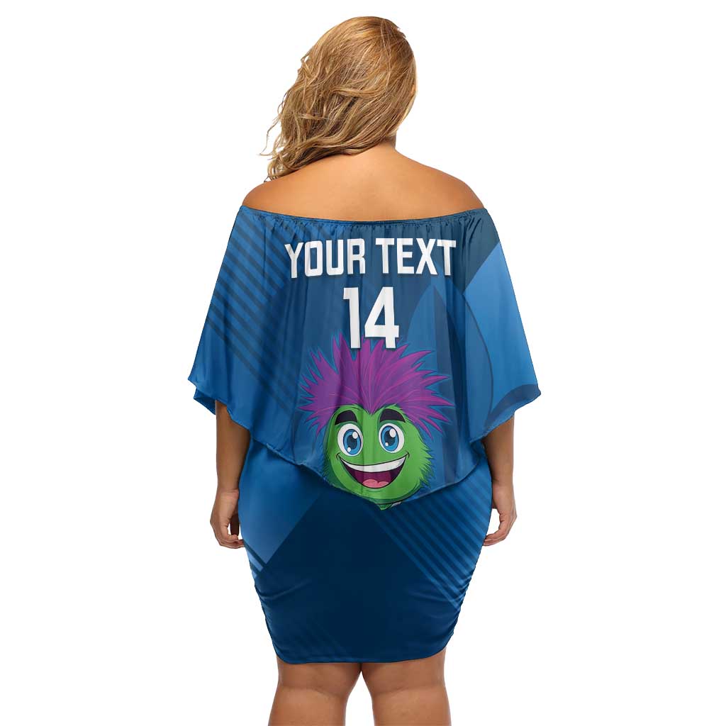 Custom Scotland Rugby 2025 Off Shoulder Short Dress Funny Thistle Mascot Go Scottish!
