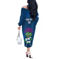 Custom Scotland Rugby 2025 Off The Shoulder Long Sleeve Dress Funny Thistle Mascot Go Scottish!