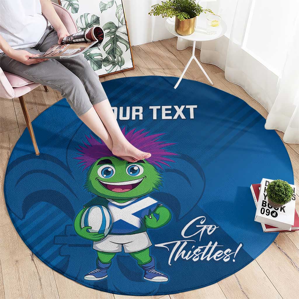 Custom Scotland Rugby 2025 Round Carpet Funny Thistle Mascot Go Scottish!
