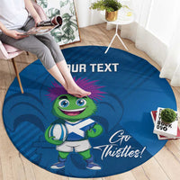 Custom Scotland Rugby 2025 Round Carpet Funny Thistle Mascot Go Scottish!