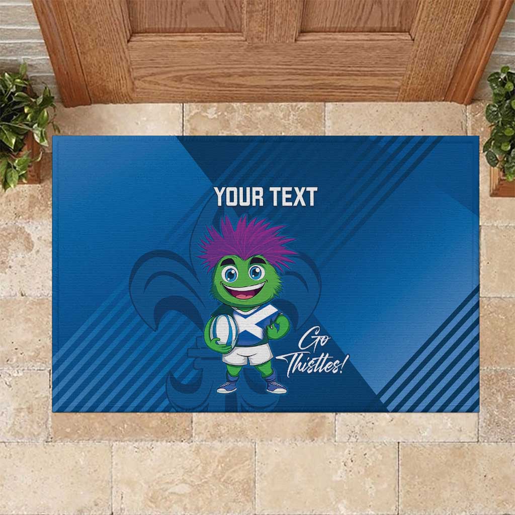 Custom Scotland Rugby 2025 Rubber Doormat Funny Thistle Mascot Go Scottish!