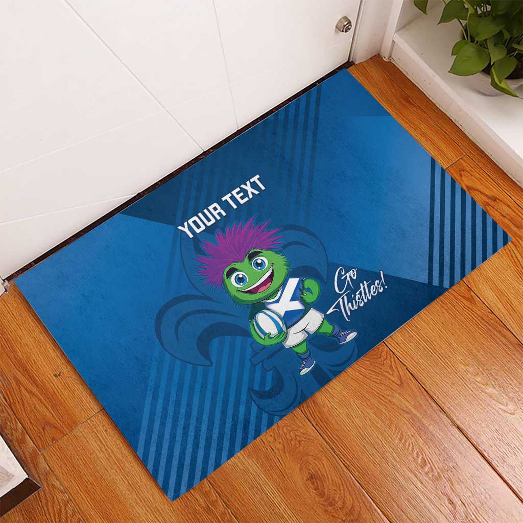 Custom Scotland Rugby 2025 Rubber Doormat Funny Thistle Mascot Go Scottish!