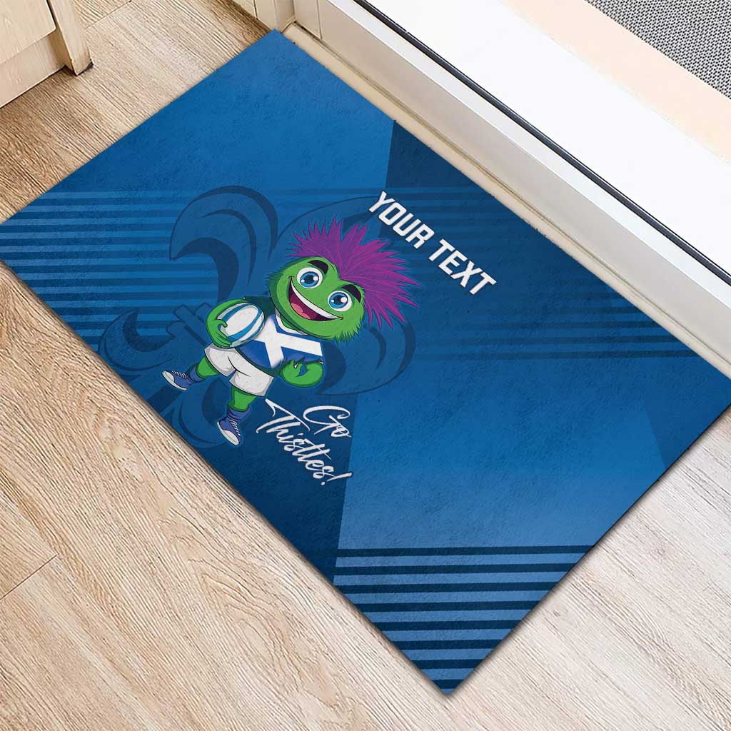 Custom Scotland Rugby 2025 Rubber Doormat Funny Thistle Mascot Go Scottish!