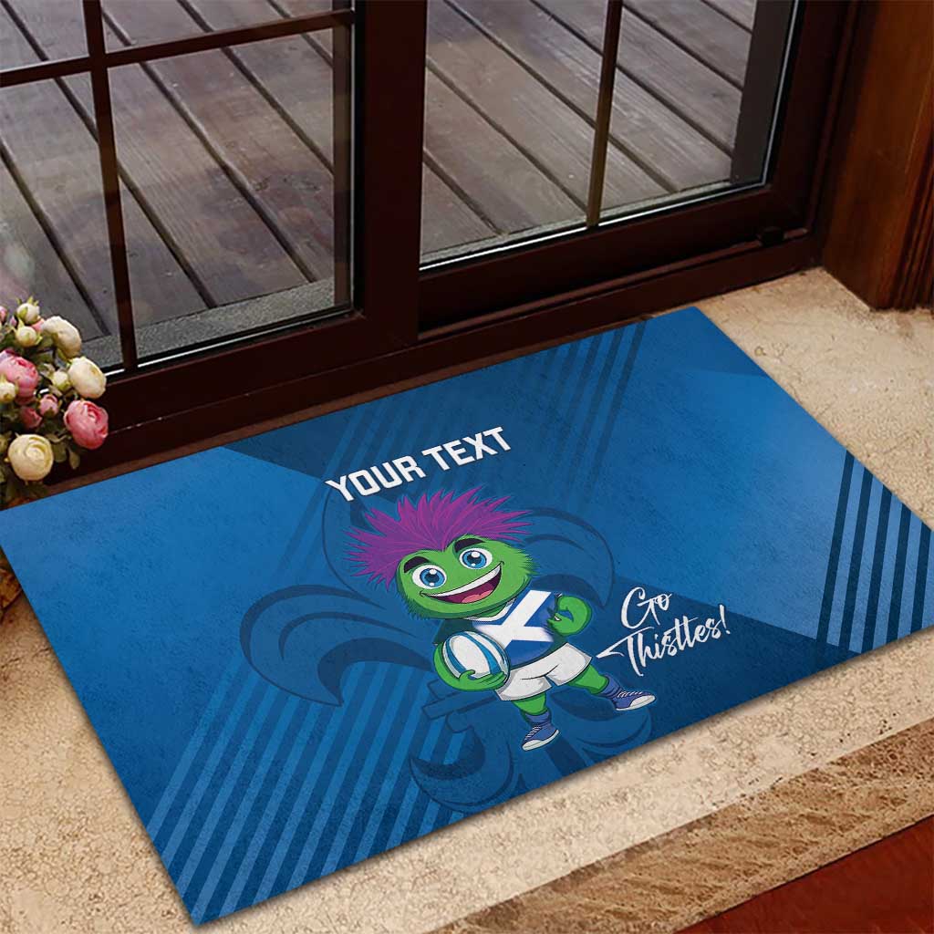 Custom Scotland Rugby 2025 Rubber Doormat Funny Thistle Mascot Go Scottish!