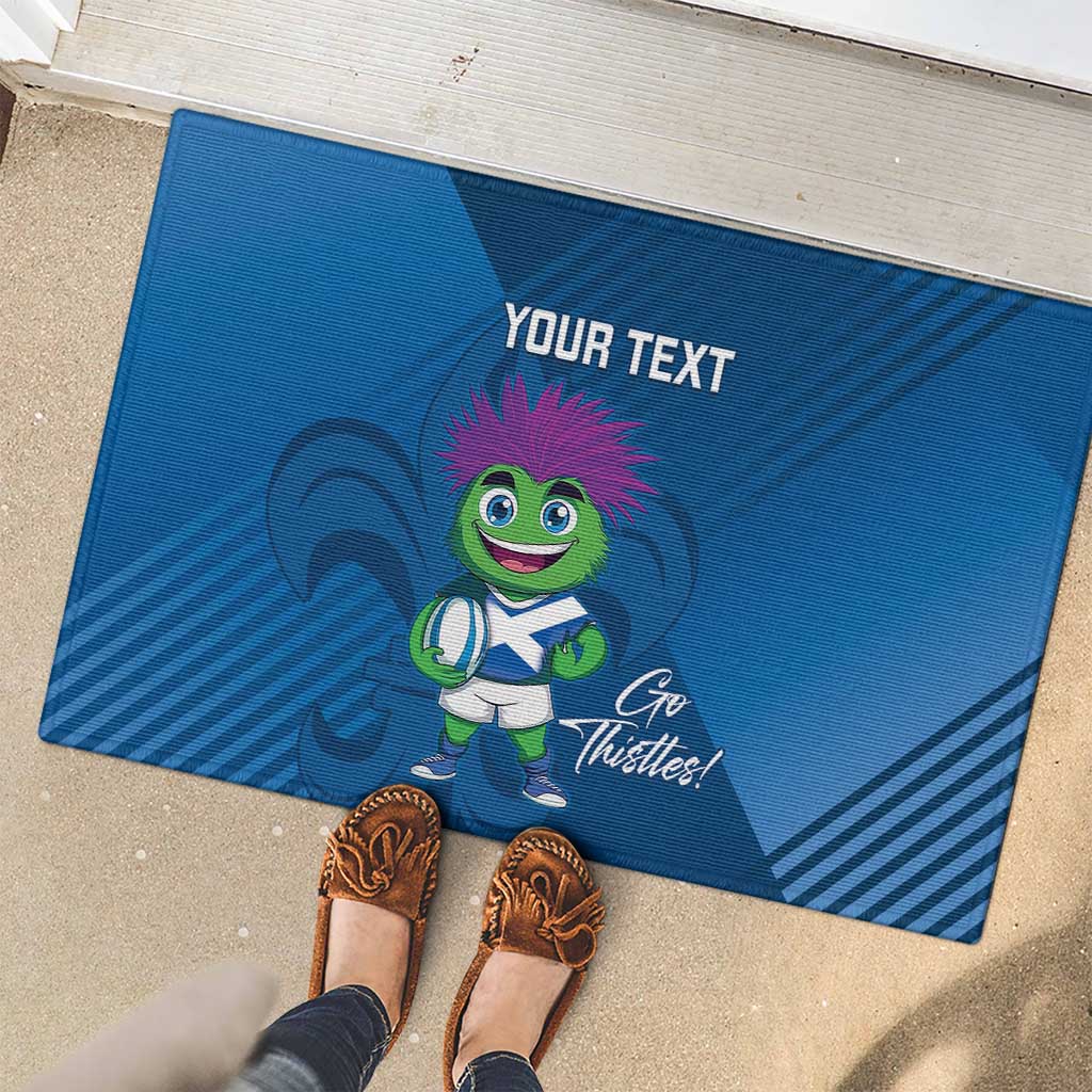Custom Scotland Rugby 2025 Rubber Doormat Funny Thistle Mascot Go Scottish!