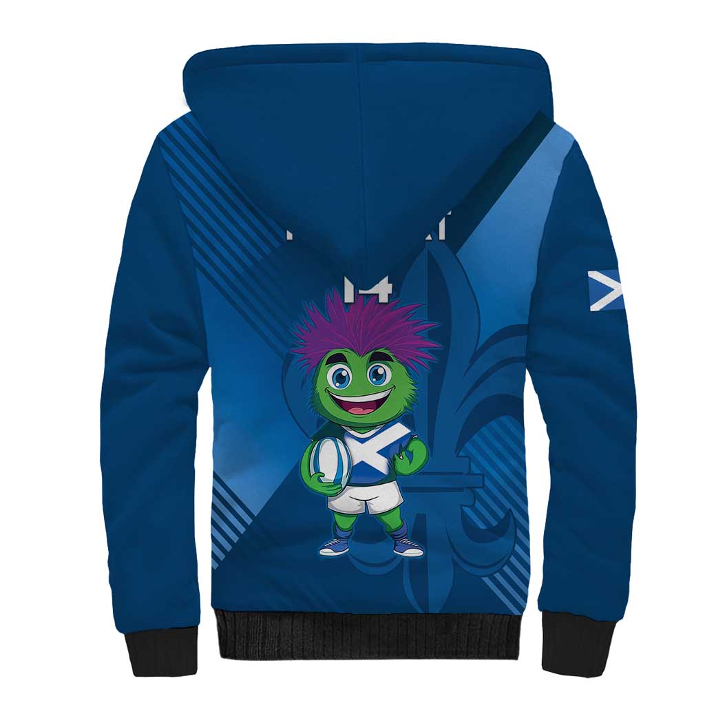 Custom Scotland Rugby 2025 Sherpa Hoodie Funny Thistle Mascot Go Scottish!