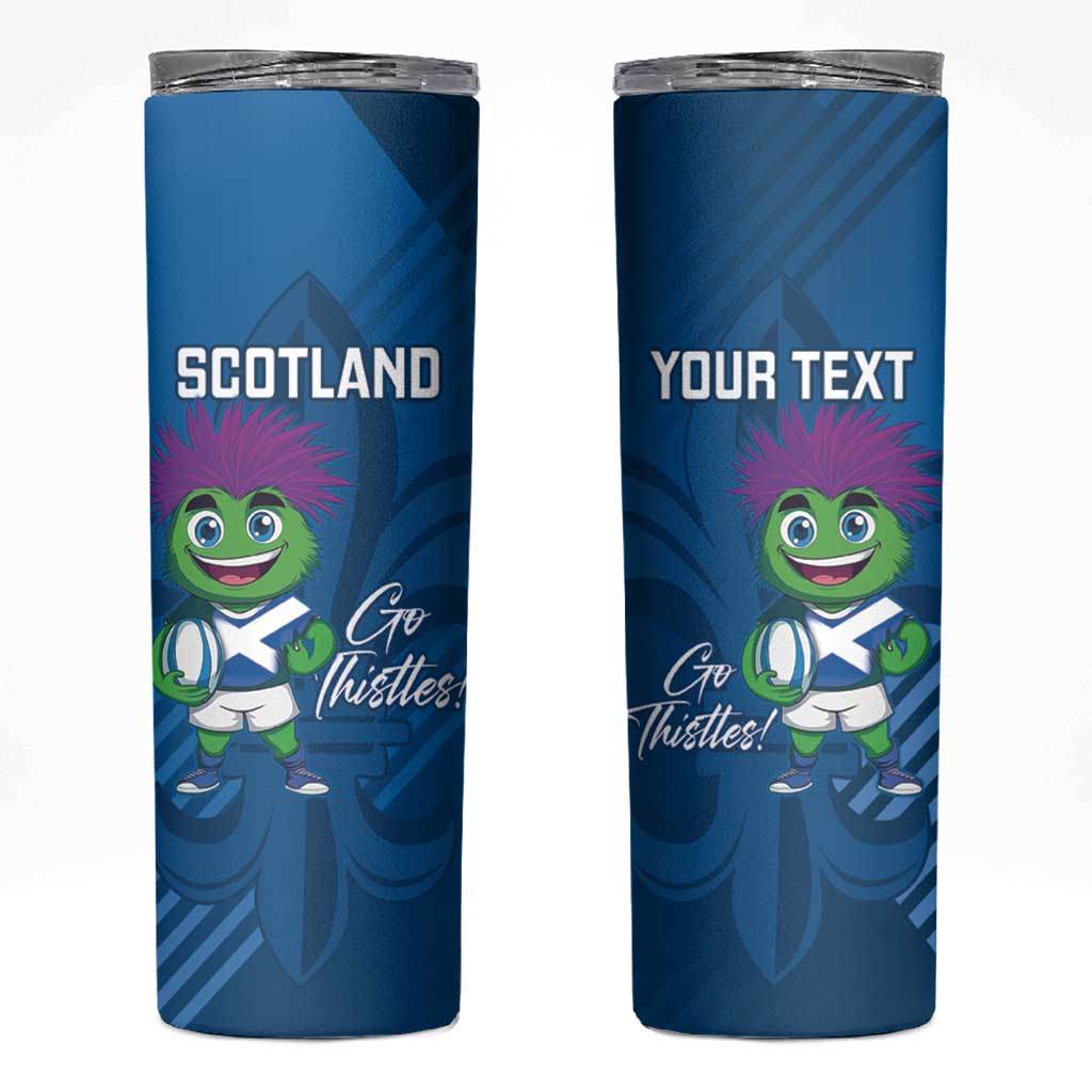 Personalised Scotland Rugby 2025 Skinny Tumbler Funny Thistle Mascot Go Scottish!