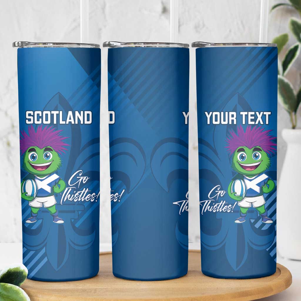 Personalised Scotland Rugby 2025 Skinny Tumbler Funny Thistle Mascot Go Scottish!