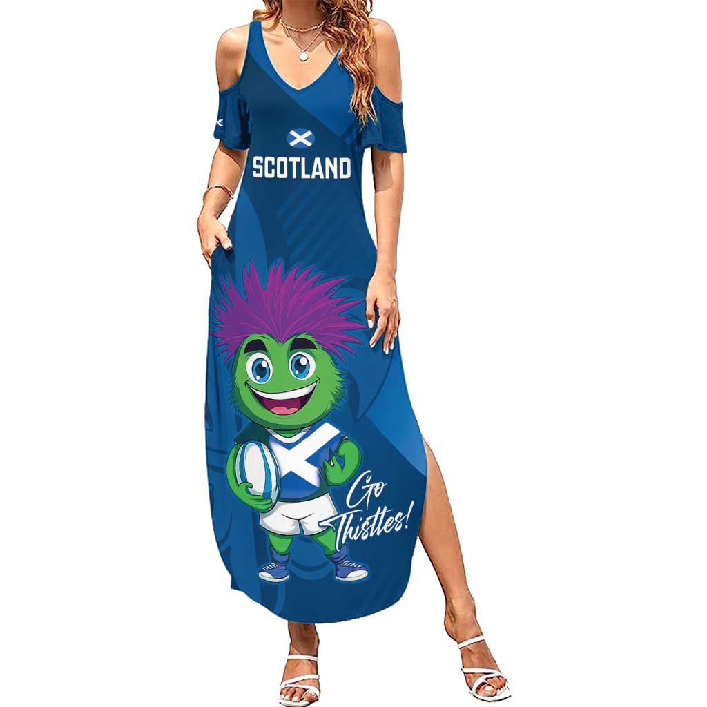 Custom Scotland Rugby 2025 Summer Maxi Dress Funny Thistle Mascot Go Scottish!
