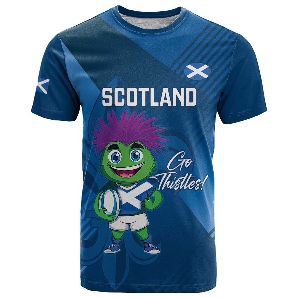 Custom Scotland Rugby 2025 T Shirt Funny Thistle Mascot Go Scottish!