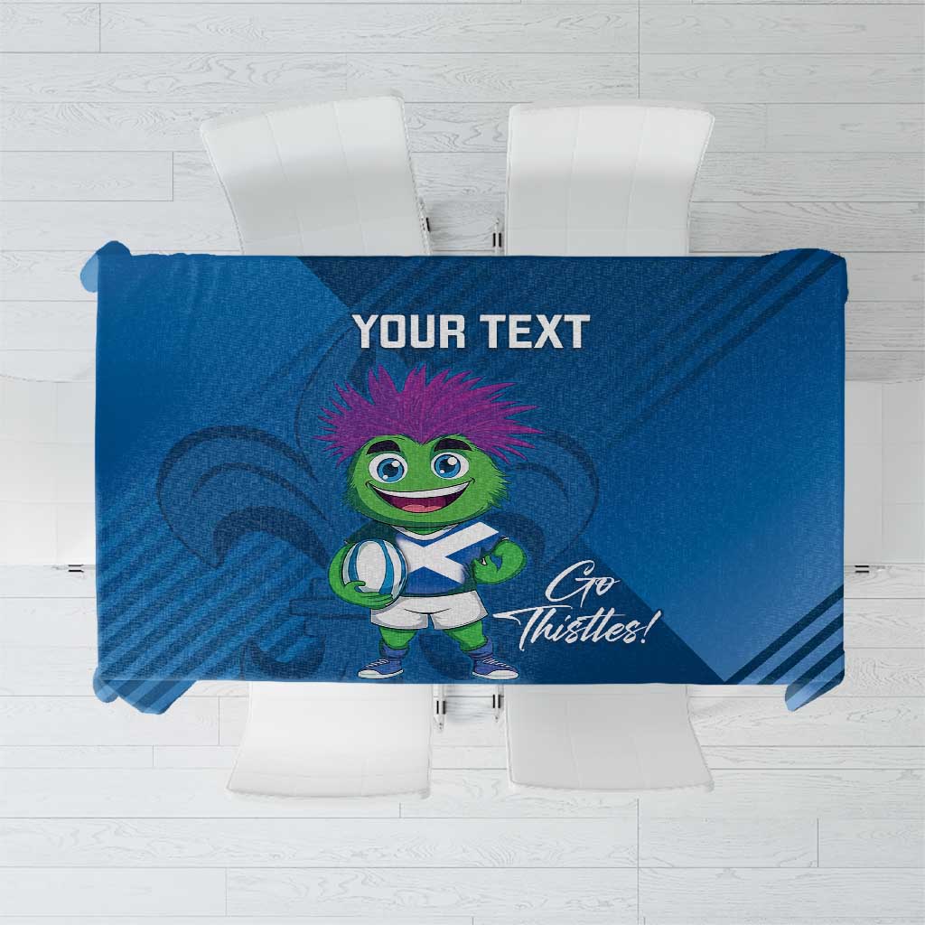 Custom Scotland Rugby 2025 Tablecloth Funny Thistle Mascot Go Scottish!