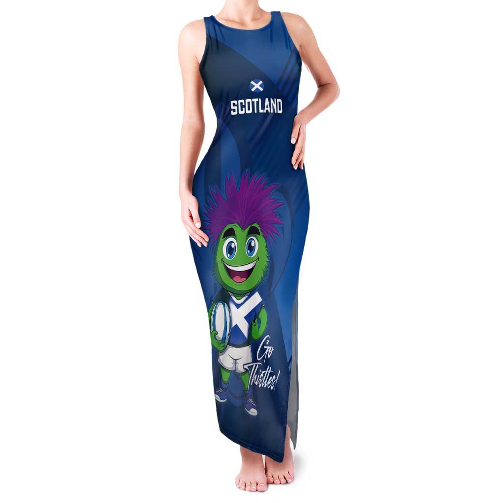 Custom Scotland Rugby 2025 Tank Maxi Dress Funny Thistle Mascot Go Scottish!