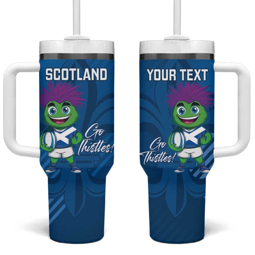 Personalised Scotland Rugby 2025 Tumbler With Handle Funny Thistle Mascot Go Scottish!