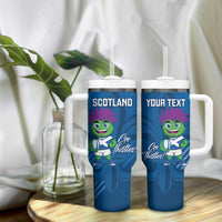 Personalised Scotland Rugby 2025 Tumbler With Handle Funny Thistle Mascot Go Scottish!