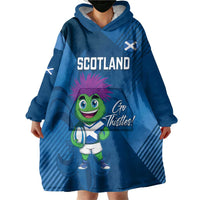 Custom Scotland Rugby 2025 Wearable Blanket Hoodie Funny Thistle Mascot Go Scottish!