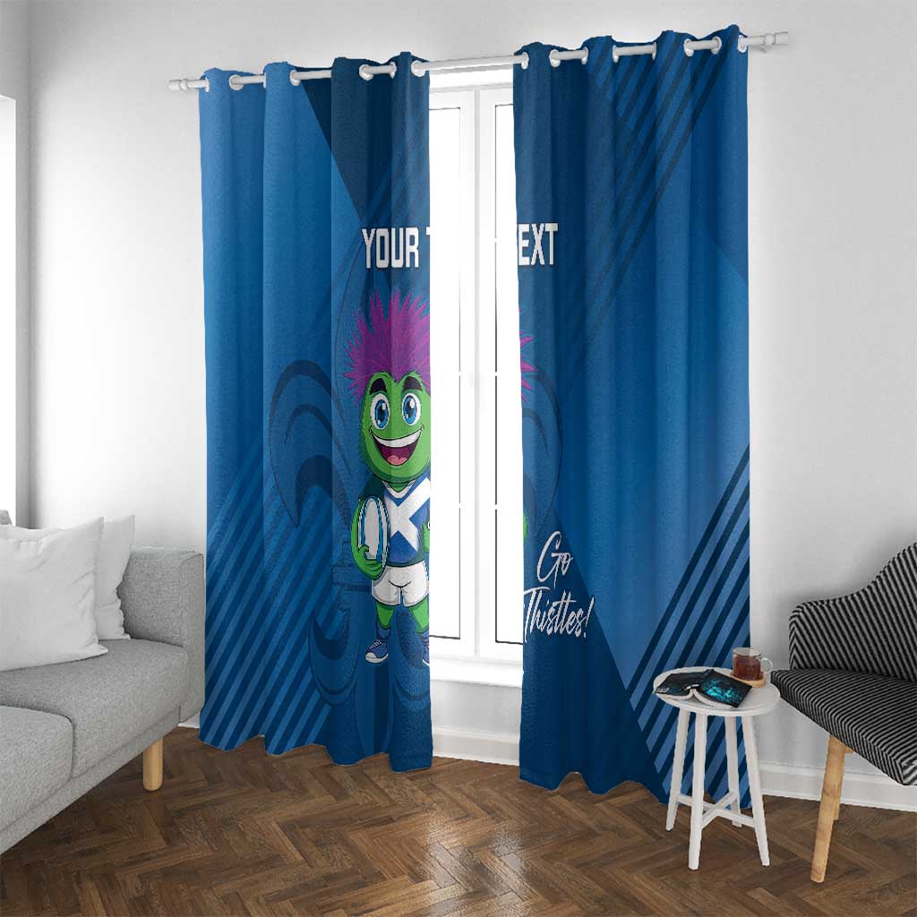 Custom Scotland Rugby 2025 Window Curtain Funny Thistle Mascot Go Scottish!