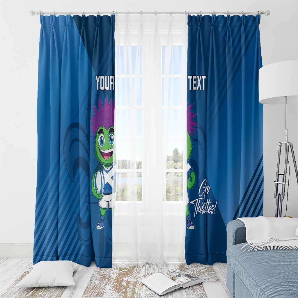 Custom Scotland Rugby 2025 Window Curtain Funny Thistle Mascot Go Scottish!