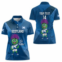 Custom Scotland Rugby 2025 Women Polo Shirt Funny Thistle Mascot Go Scottish!